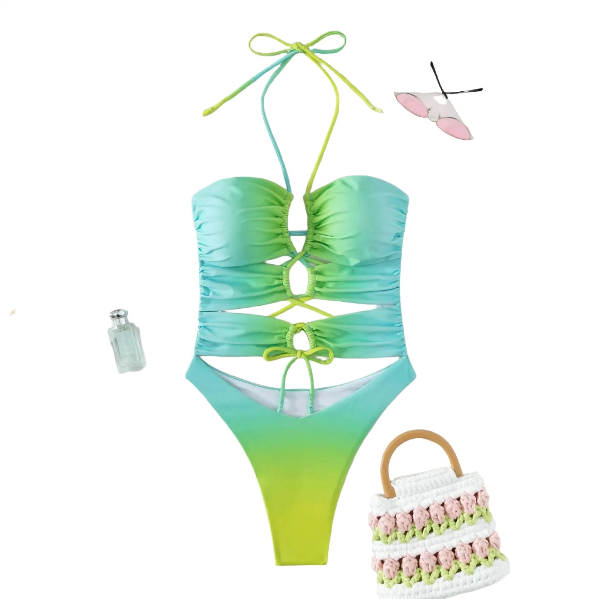 Print Bikini Sets VestiVogue Light Green S