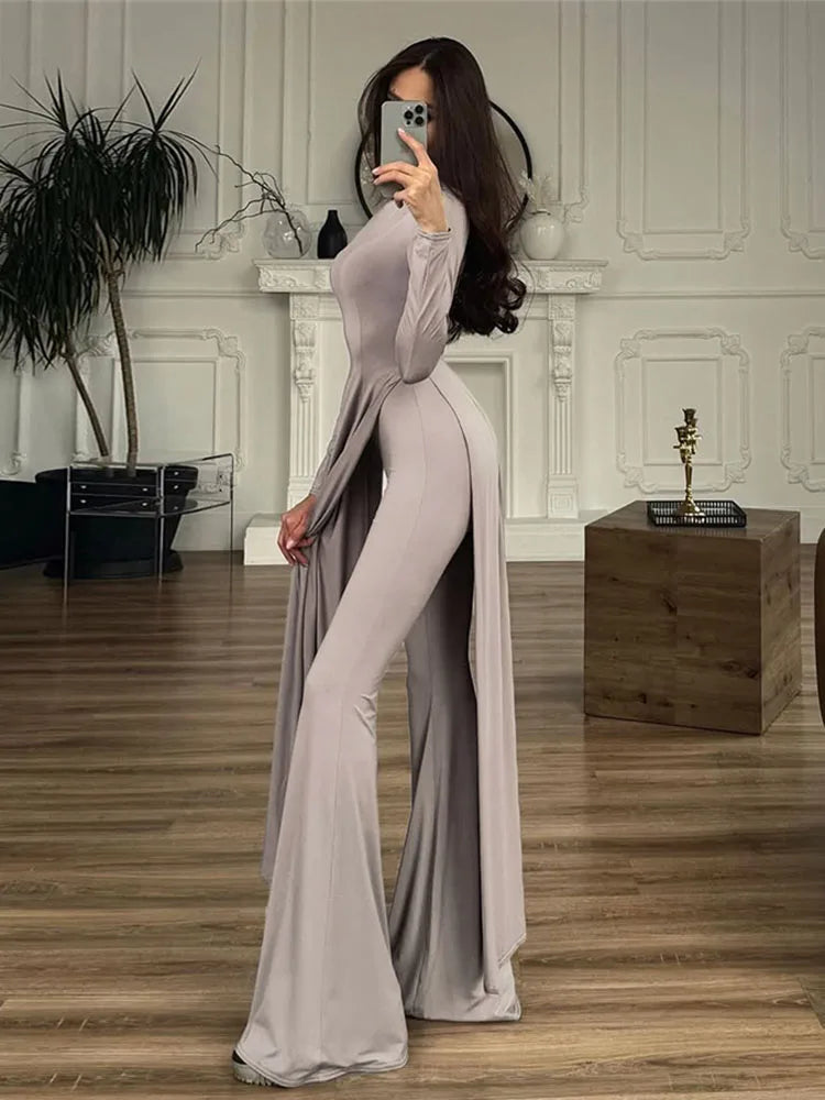 Elegant 2-Piece Maxi Dress and Straight Pants Set VestiVogue