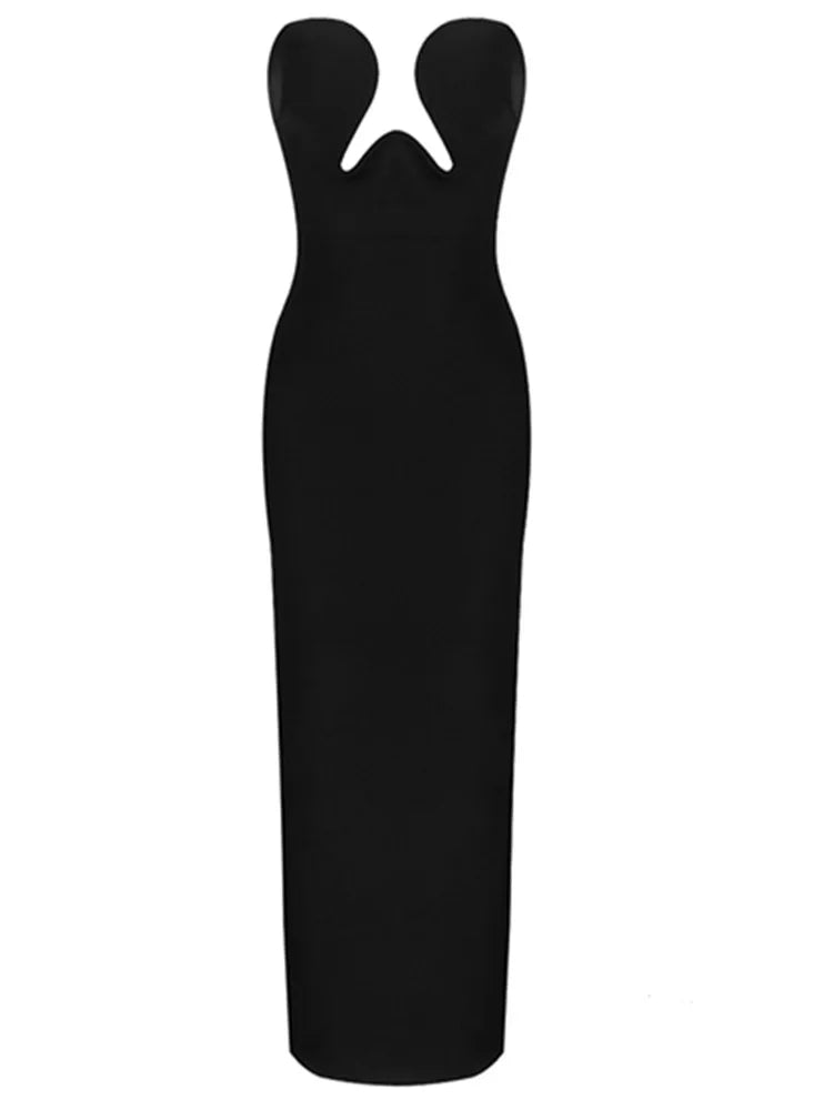 Elegant Strapless Black Bandage Dress for Women VestiVogue  