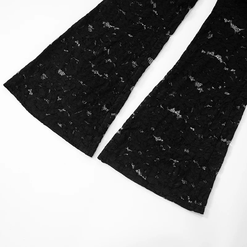 Lace Patchwork Flared Backless Jumpsuit VestiVogue