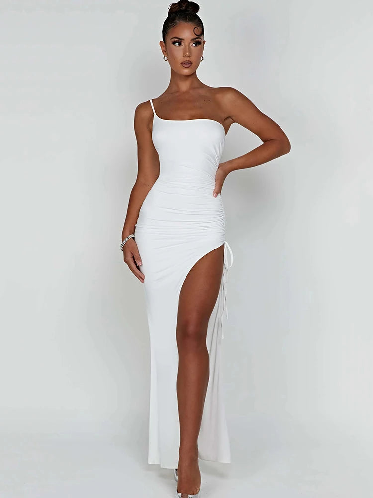 One Shoulder High Slit Bodycon Dress VestiVogue  