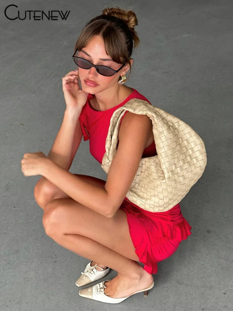 Chic Halter Lace-up Two-Piece Mini Dress Set