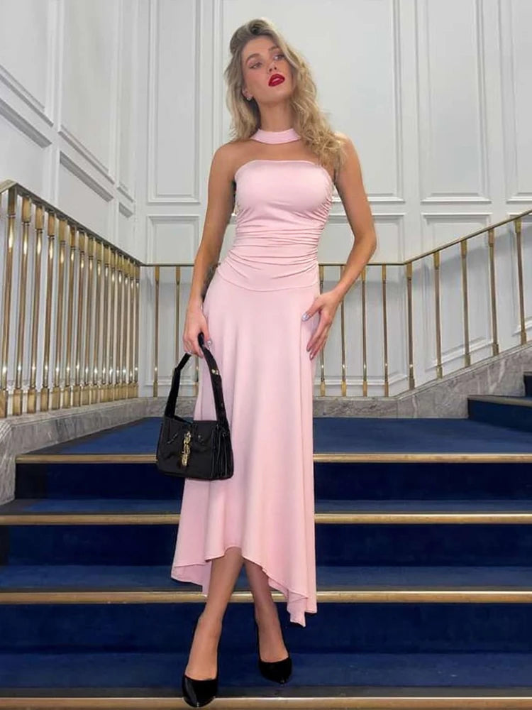 Strapless High Stretch Bodycon Dress VestiVogue Pink L