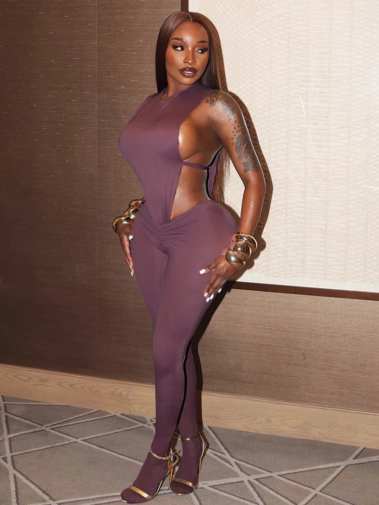 Chic Side-Split Bodysuit & Peach Leggings Set VestiVogue