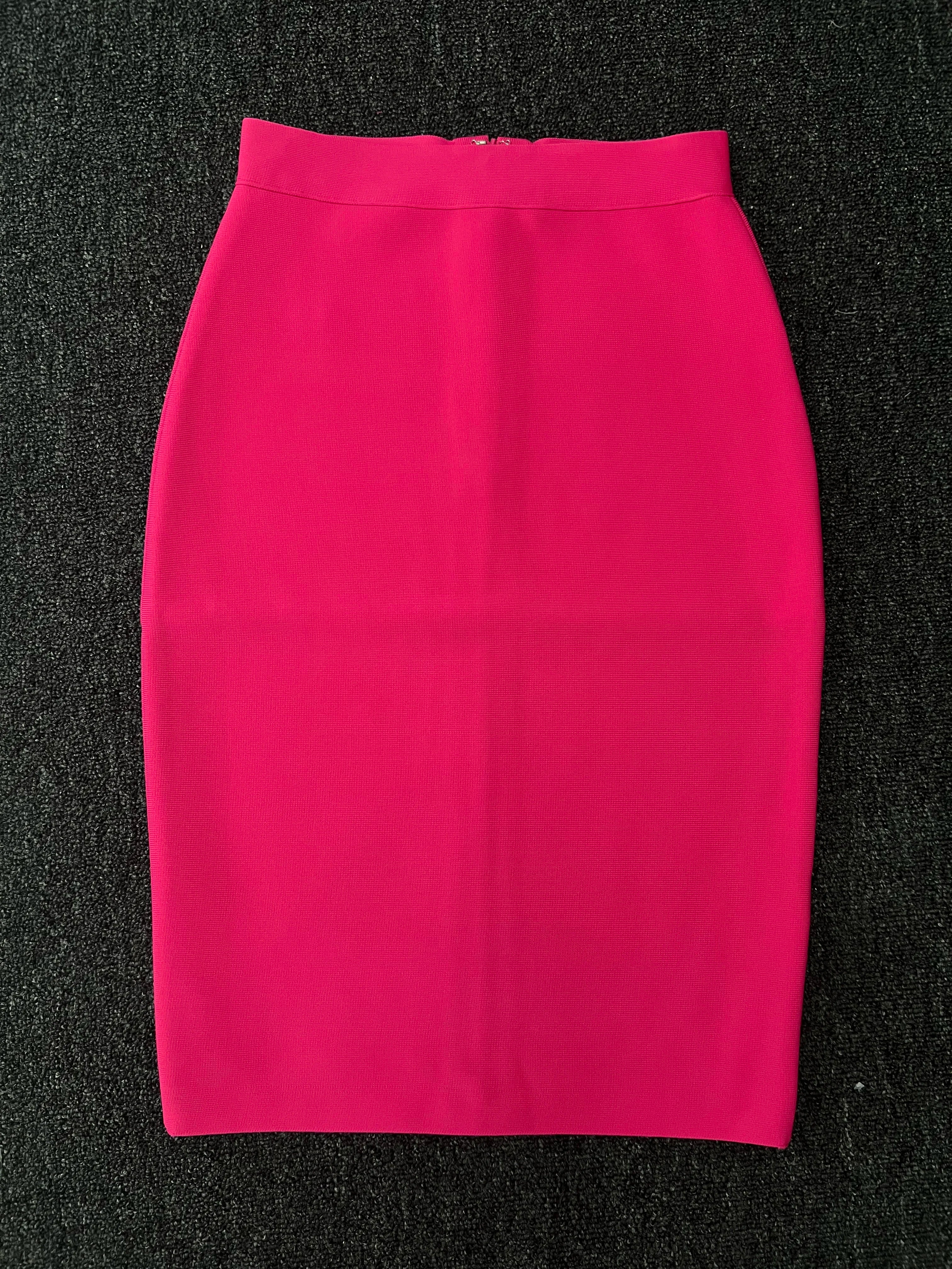 Nude Bodycon Pencil Skirt VestiVogue Hot Pink S