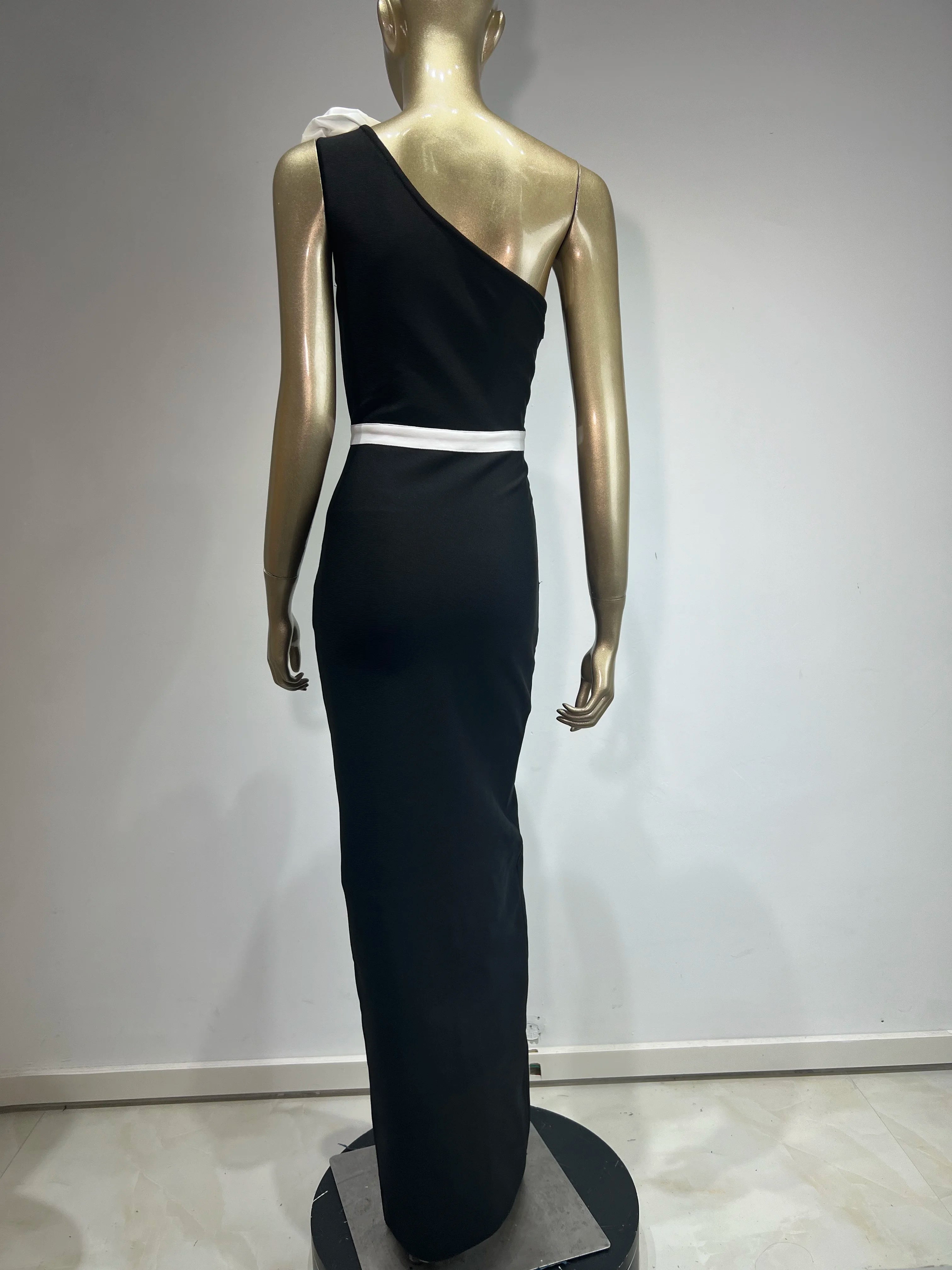 One Shoulder Black Bandage Dress VestiVogue  