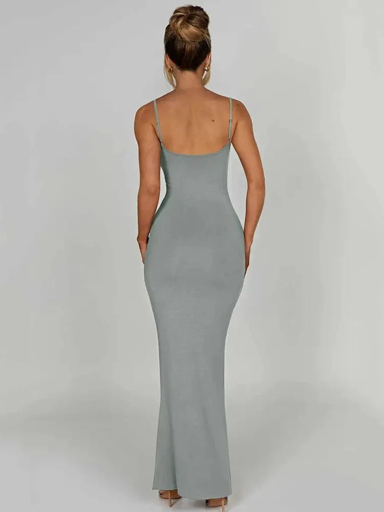 Backless Spaghetti Strap Bodycon Maxi Dress VestiVogue