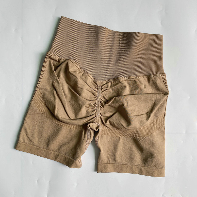 High-Rise Shorts Chic Gym Wear Brown S