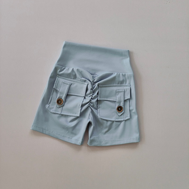 High waisted gym shorts with pockets Chic Gym Wear blue S