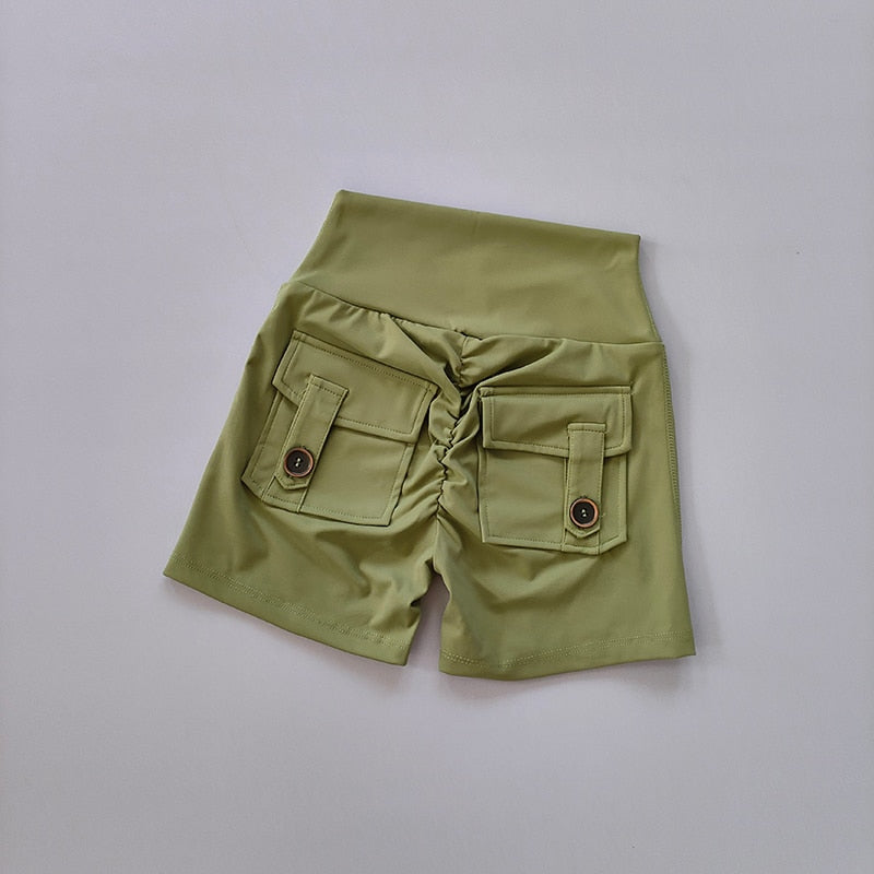 High waisted gym shorts with pockets Chic Gym Wear green S